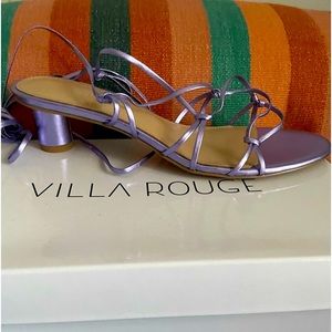 Villa Rouge NIB! lavendar metallic gladiator sandals w/ 1.75” cylinder heel 8.5